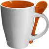 Branded Promotional COFFEE MUG & SPOON SET in White & Orange Coffee Mug Set From Concept Incentives.