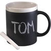 Branded Promotional CERAMIC POTTERY MUG with Chalk in Black & White Mug From Concept Incentives.