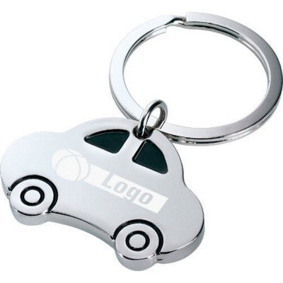 Branded Promotional METAL CAR KEYRING in Silver Keyring From Concept Incentives.