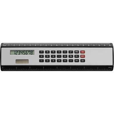 Branded Promotional CALCULATOR RULER in Black & Silver Ruler From Concept Incentives.