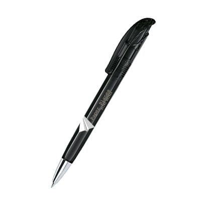 Branded Promotional SENATOR CHALLENGER CLEAR TRANSPARENT PLASTIC BALL PEN with Metal Tip in Black Pen From Concept Incentives.