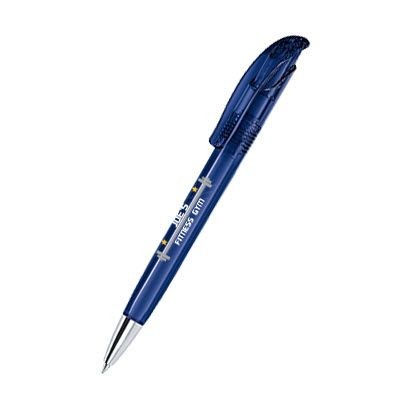 Branded Promotional SENATOR CHALLENGER CLEAR TRANSPARENT PLASTIC BALL PEN with Metal Tip in Dark Blue Pen From Concept Incentives.