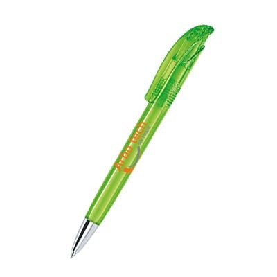 Branded Promotional SENATOR CHALLENGER CLEAR TRANSPARENT PLASTIC BALL PEN with Metal Tip in Pale Green Pen From Concept Incentives.