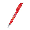 Branded Promotional SENATOR CHALLENGER CLEAR TRANSPARENT PLASTIC BALL PEN with Metal Tip in Strawberry Red Pen From Concept Incentives.