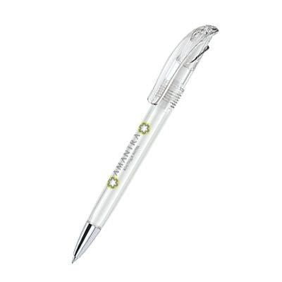 Branded Promotional SENATOR CHALLENGER CLEAR TRANSPARENT PLASTIC BALL PEN with Metal Tip in Clear-white Pen From Concept Incentives.