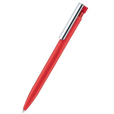 Branded Promotional SENATOR LIBERTY SOFT TOUCH BALL PEN with Metal Clip in Strawberry Red Pen From Concept Incentives.