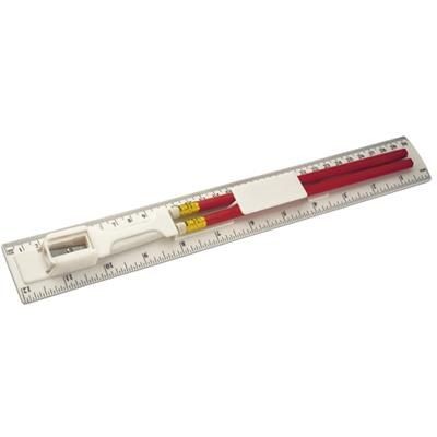 Branded Promotional RULER STATIONERY SET in White Stationery Set From Concept Incentives.