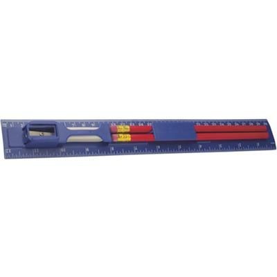 Branded Promotional RULER STATIONERY SET in Blue Stationery Set From Concept Incentives.
