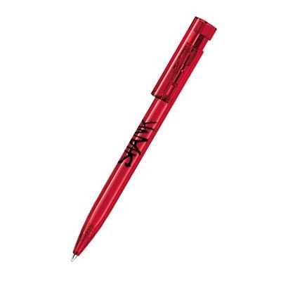 Branded Promotional SENATOR LIBERTY CLEAR TRANSPARENT PLASTIC BALL PEN in Cherry Red Pen From Concept Incentives.