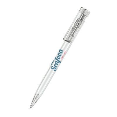 Branded Promotional SENATOR LIBERTY CLEAR TRANSPARENT PLASTIC BALL PEN in White Pen From Concept Incentives.