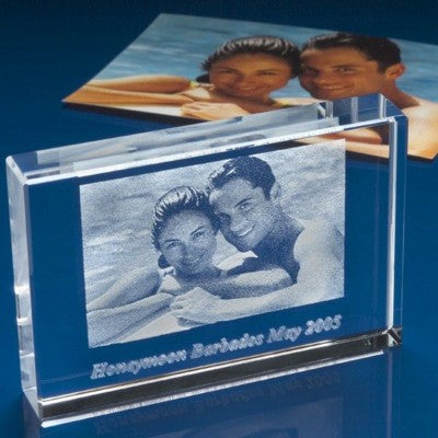 Branded Promotional PHOTO CUBE BLOCK ENGRAVED with Unique Photo in Crystal Paperweight From Concept Incentives.