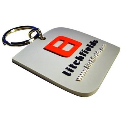 Branded Promotional SOFT PVC KEYRING in Stepped 2d Soft PVC Keyring From Concept Incentives.