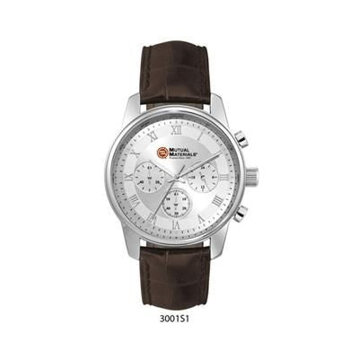 Branded Promotional MENS CHRONOGRAPH WATCH with Brown Leather Strap Watch From Concept Incentives.