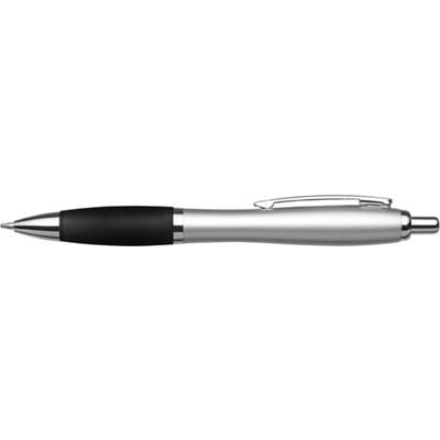 Branded Promotional CARDIFF BALL PEN in Silver & Black Pen From Concept Incentives.