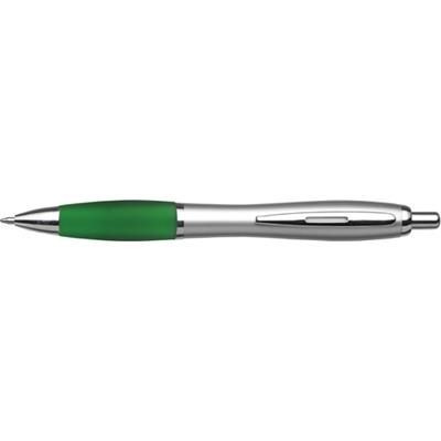 Branded Promotional CARDIFF BALL PEN in Silver & Green Pen From Concept Incentives.