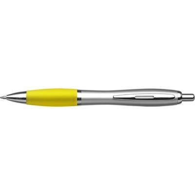 Branded Promotional CARDIFF BALL PEN in Silver & Yellow Pen From Concept Incentives.