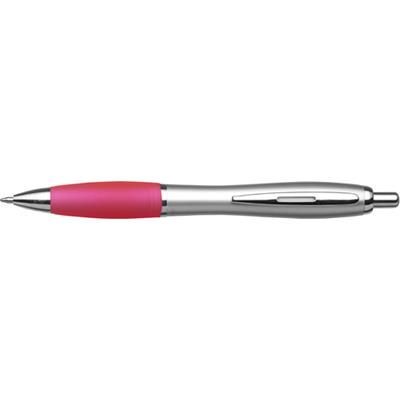 Branded Promotional CARDIFF BALL PEN in Silver & Pink Pen From Concept Incentives.