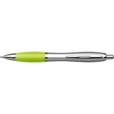 Branded Promotional CARDIFF BALL PEN in Silver & Light Green Pen From Concept Incentives.