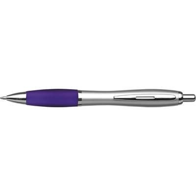 Branded Promotional CARDIFF BALL PEN in Silver & Purple Pen From Concept Incentives.