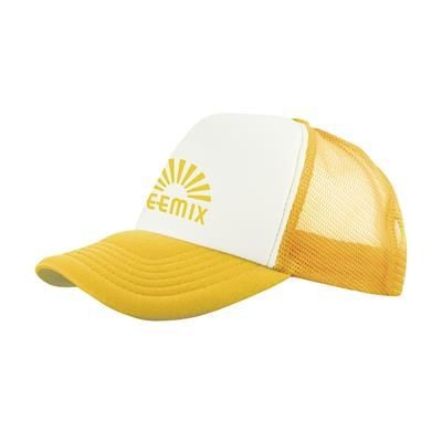 Branded Promotional TRUCKER CAP in Yellow Baseball Cap From Concept Incentives.