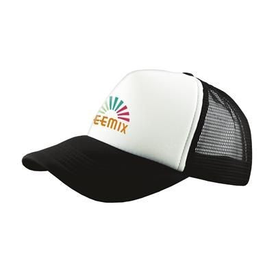 Branded Promotional TRUCKER CAP in Black & White Baseball Cap From Concept Incentives.