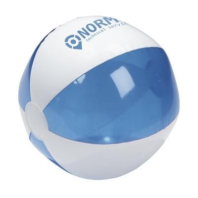 Branded Promotional BEACHBALL 24 CM in White & Blue Beach Ball From Concept Incentives.