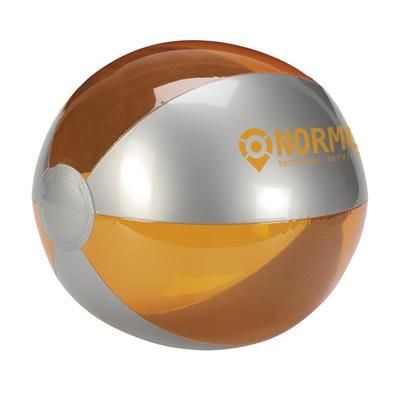 Branded Promotional BEACHBALL 24 CM in Silver & Orange Beach Ball From Concept Incentives.