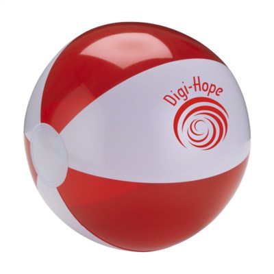 Branded Promotional BEACHBALL 24 CM in White & Red Beach Ball From Concept Incentives.