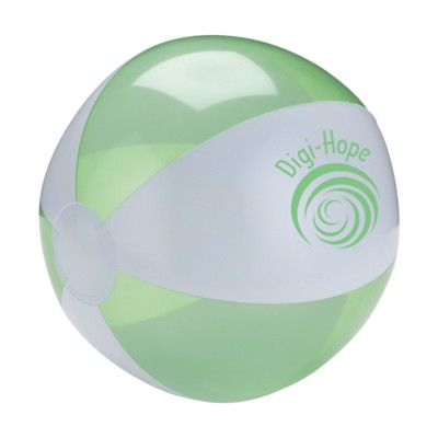 Branded Promotional BEACHBALL 24 CM in White & Green Beach Ball From Concept Incentives.