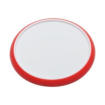 Branded Promotional NON-SLIP COASTER in White-red Coaster From Concept Incentives.