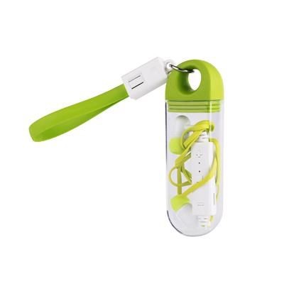 Branded Promotional BLUETOOTH EARBUDS in Case in Clear-lime Green Earphones From Concept Incentives.