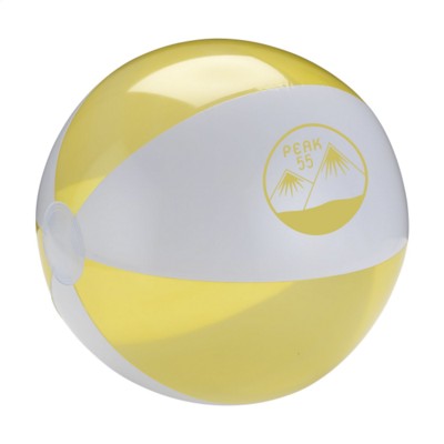 Branded Promotional BEACHBALL 30 CM in White & Yellow Beach Ball From Concept Incentives.
