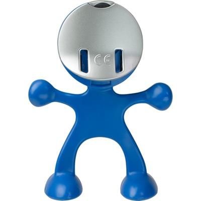 Branded Promotional FLEXI MAN PLASTIC ALARM CLOCK in Cobalt Blue Clock From Concept Incentives.