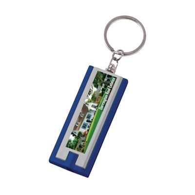 Branded Promotional FLAT SCAN KEYRING in Blue Keyring From Concept Incentives.