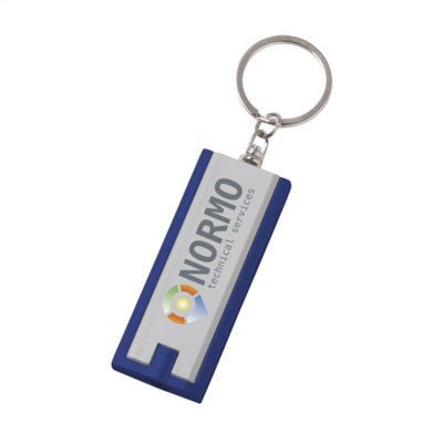 Branded Promotional FLATSCAN KEYRING in Silver & Blue Keyring From Concept Incentives.