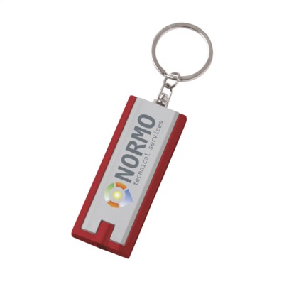 Branded Promotional FLATSCAN KEYRING in Silver & Red Keyring From Concept Incentives.