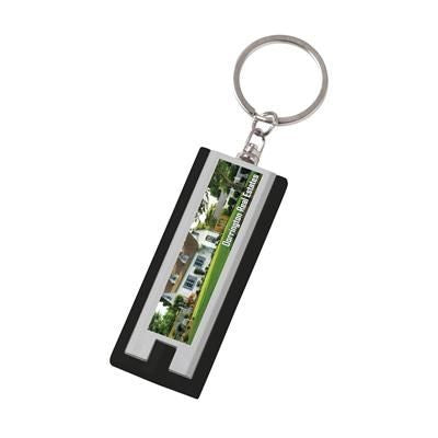 Branded Promotional FLATSCAN KEYRING in Silver & Black Torch From Concept Incentives.