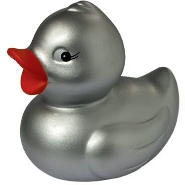 Branded Promotional SILVER RUBBER DUCK Duck Plastic From Concept Incentives.