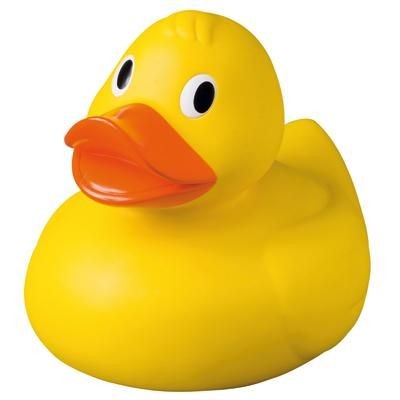 Branded Promotional GIANT SQUEAKY RUBBER DUCK XL in Yellow Duck Plastic From Concept Incentives.