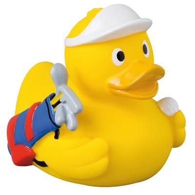 Branded Promotional GOLFER DUCK in Yellow Duck Plastic From Concept Incentives.