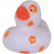 Branded Promotional SPOTTED RUBBER DUCK in White & Orange Duck Plastic From Concept Incentives.