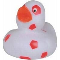 Branded Promotional SPOTTED RUBBER DUCK in White & Red Duck Plastic From Concept Incentives.