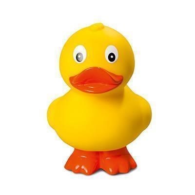Branded Promotional STANDING YELLOW RUBBER DUCK Duck Plastic From Concept Incentives.