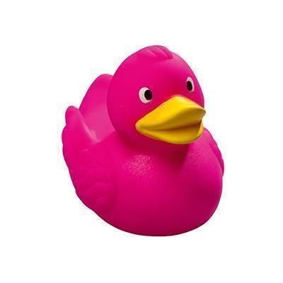 Branded Promotional SQUEAKY RUBBER DUCK in Pink Duck Plastic From Concept Incentives.