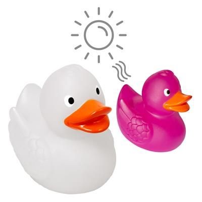 Branded Promotional MAGIC UV COLOUR CHANGING DUCK WHITE TO PINK Duck Plastic From Concept Incentives.