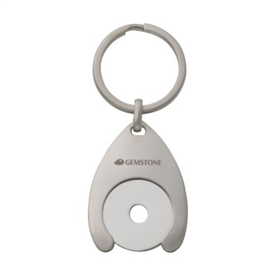 Branded Promotional KEYCOIN COIN HOLDER ‚Ç¨ 0 in Silver Keyring From Concept Incentives.