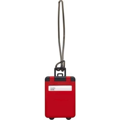 Branded Promotional PLASTIC LUGGAGE TAG in Red Luggage Tag From Concept Incentives.
