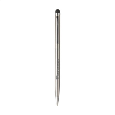 Branded Promotional STYLUS STEEL TOUCH PEN in Silver Pen From Concept Incentives.