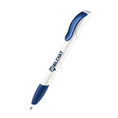 Branded Promotional SENATOR HATTRIX POLISHED BASIC PLASTIC BALL PEN with Soft Grip in Dark Blue Pen From Concept Incentives.