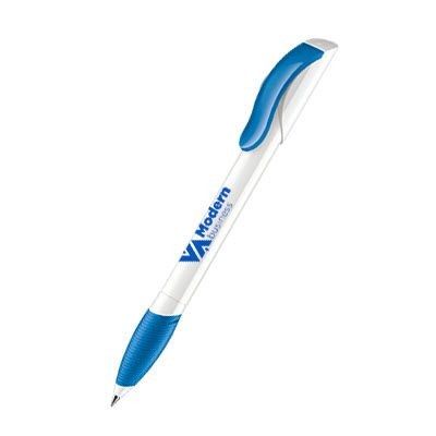 Branded Promotional SENATOR HATTRIX POLISHED BASIC PLASTIC BALL PEN with Soft Grip in Full Blue Pen From Concept Incentives.